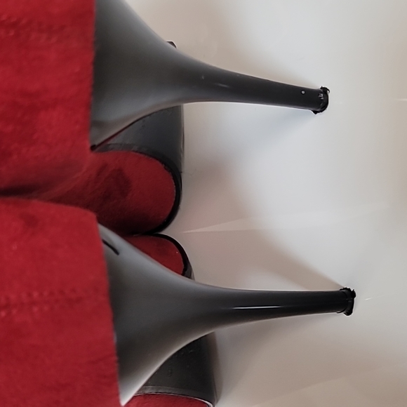 Nina Bazeel Red Stretch Microfiber Rhinestone Booties - Picture 4 of 8